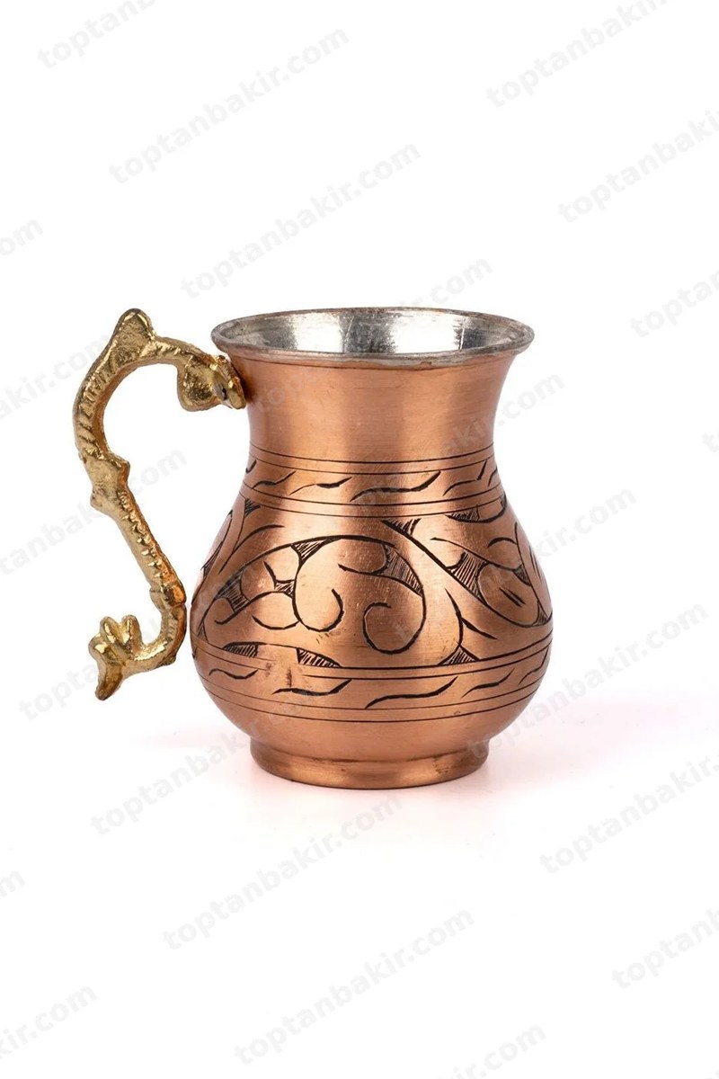 Germanicia Classic Pattern Hand-Carved Copper Ayran Cup / Dipper Cup