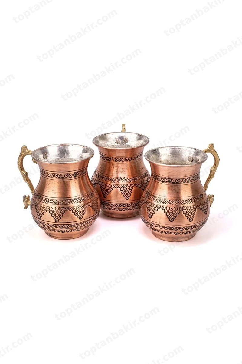 Germanicia Grape-Motif Engraved Copper Cup / Dipper Cup – Set of 3