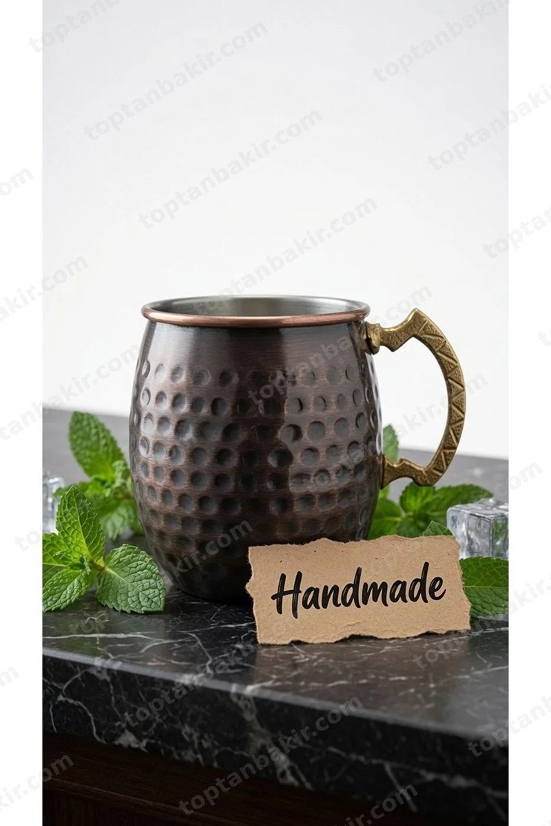 Oxidized Hand-Hammered Copper Ayran & Cocktail Mug 500 ML – Oksidian Series