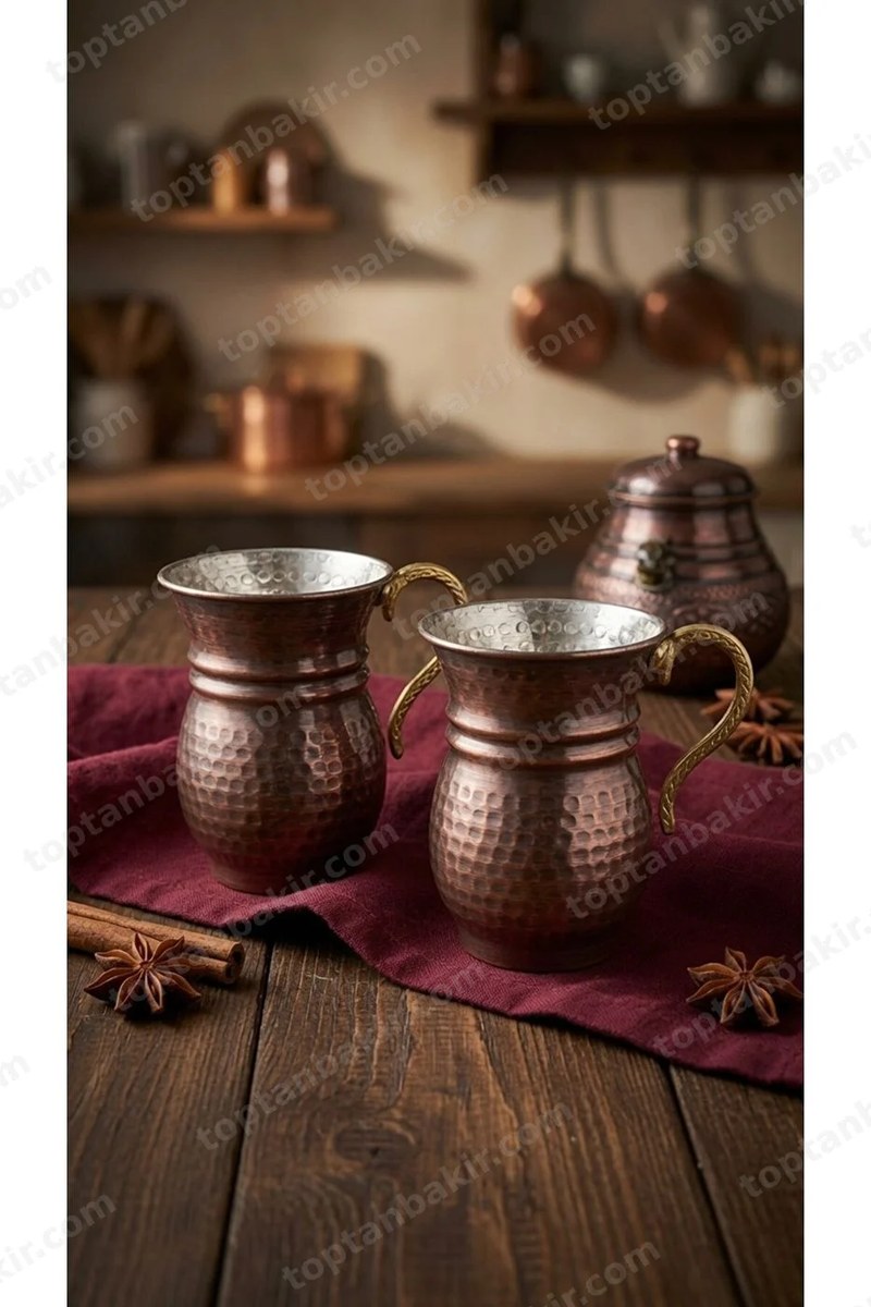Oxidized Series Copper Rope-Edged Cups – Set of 2