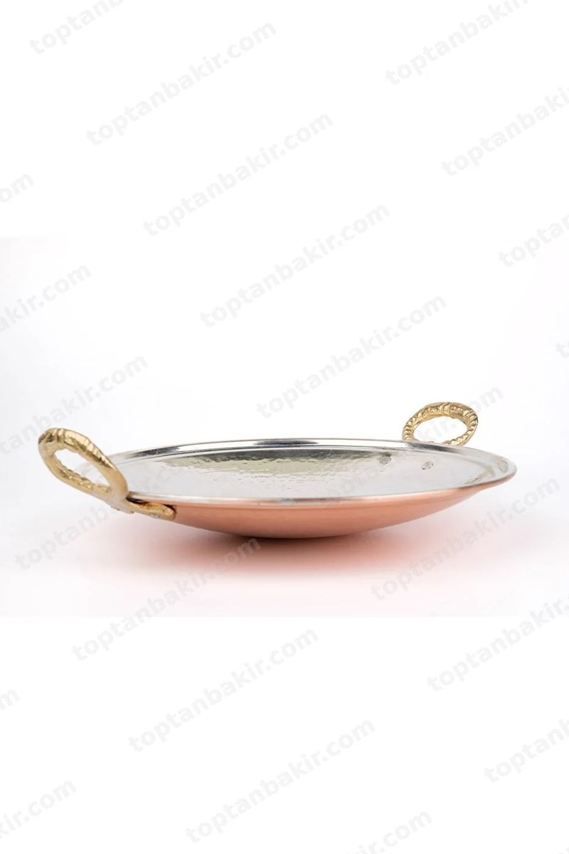 Copper 28 cm Hand-Hammered Sahan / Frying Pan – Brass-Handled, Tin-Lined Egg and Sauté Pan