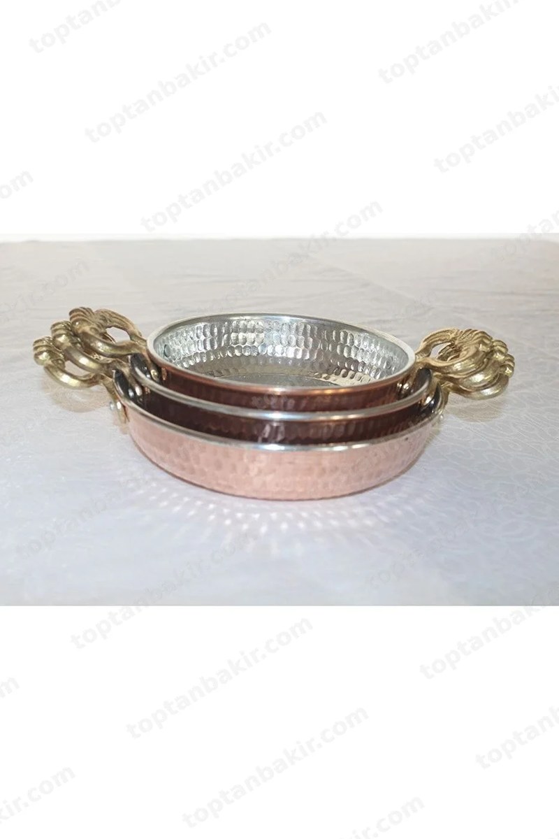 Copper Frying Pan & Sahan Set of 3 – Extra Thick, Heavy Gauge