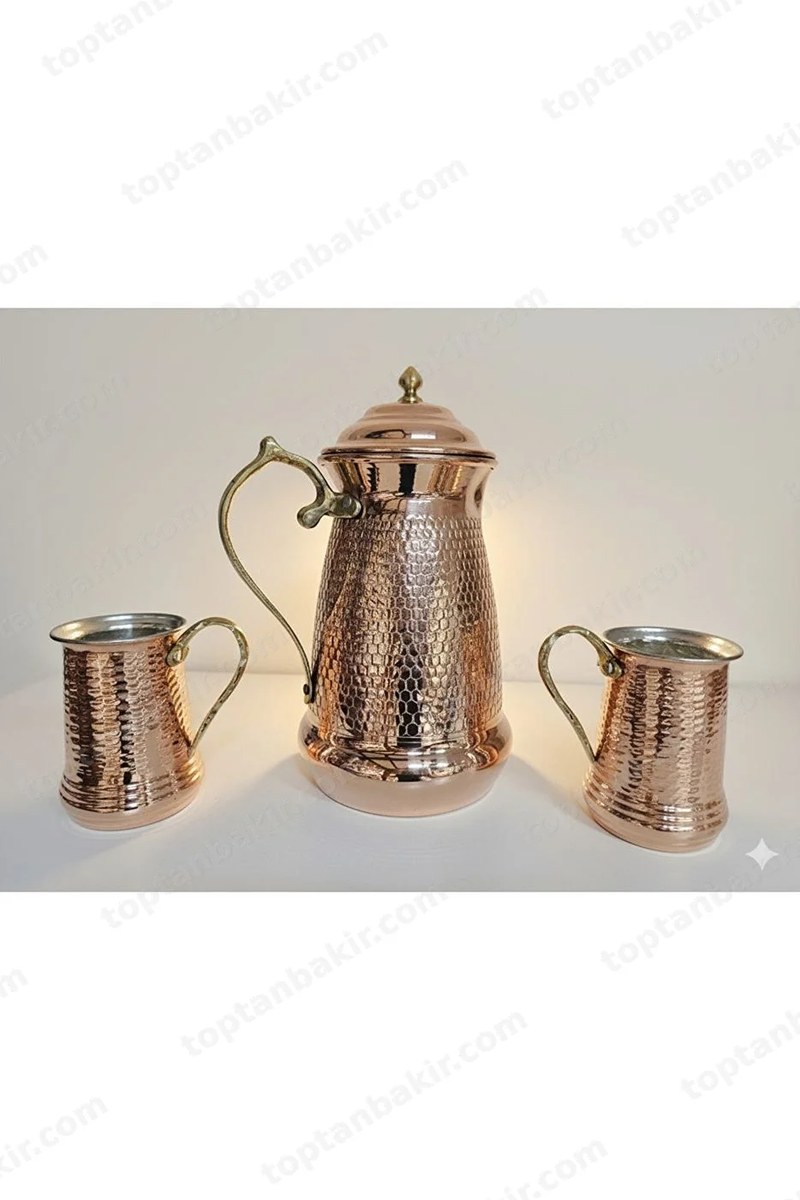 Copper Punched-Pattern Pitcher & Cup Set (2 Cups)