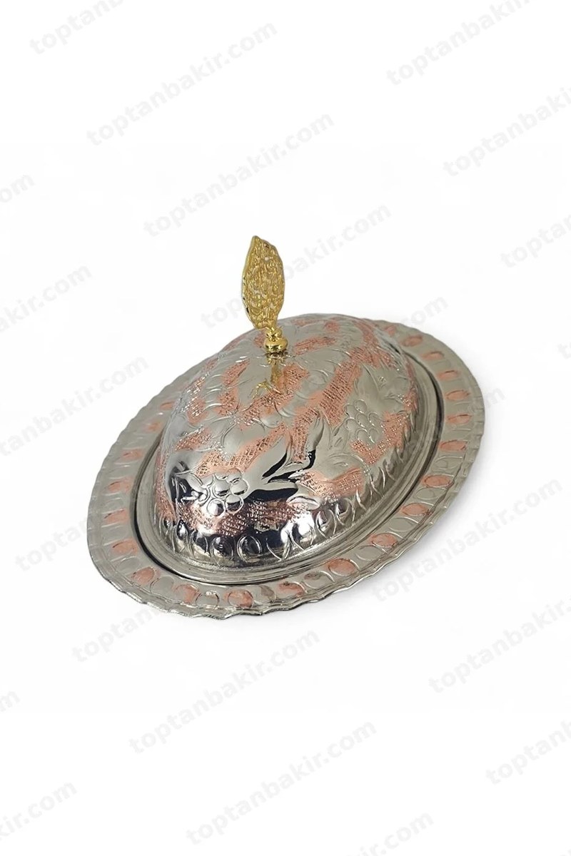 Hand-Engraved Small Copper Boat-Shaped Serving Dish / Turkish Delight Bowl – 20 CM