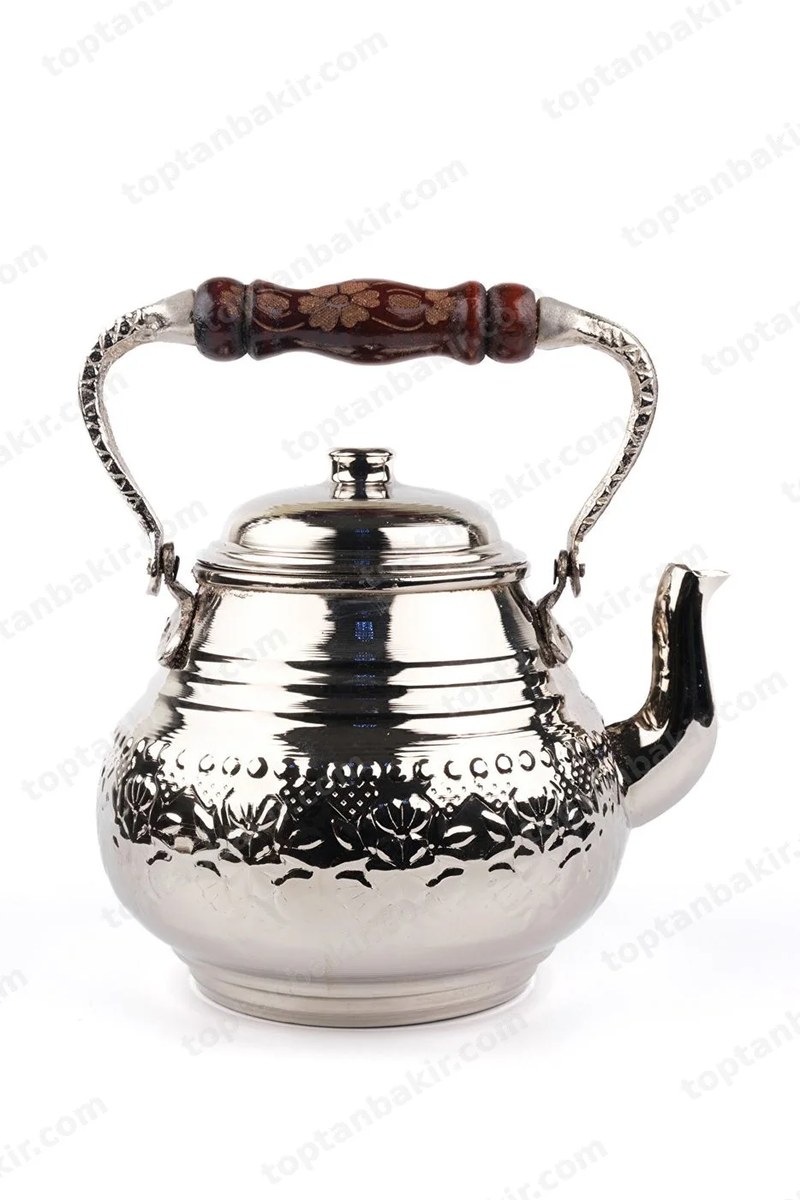 Copper Single-Bottom Tea Kettle – 1 lt, Silver Finish