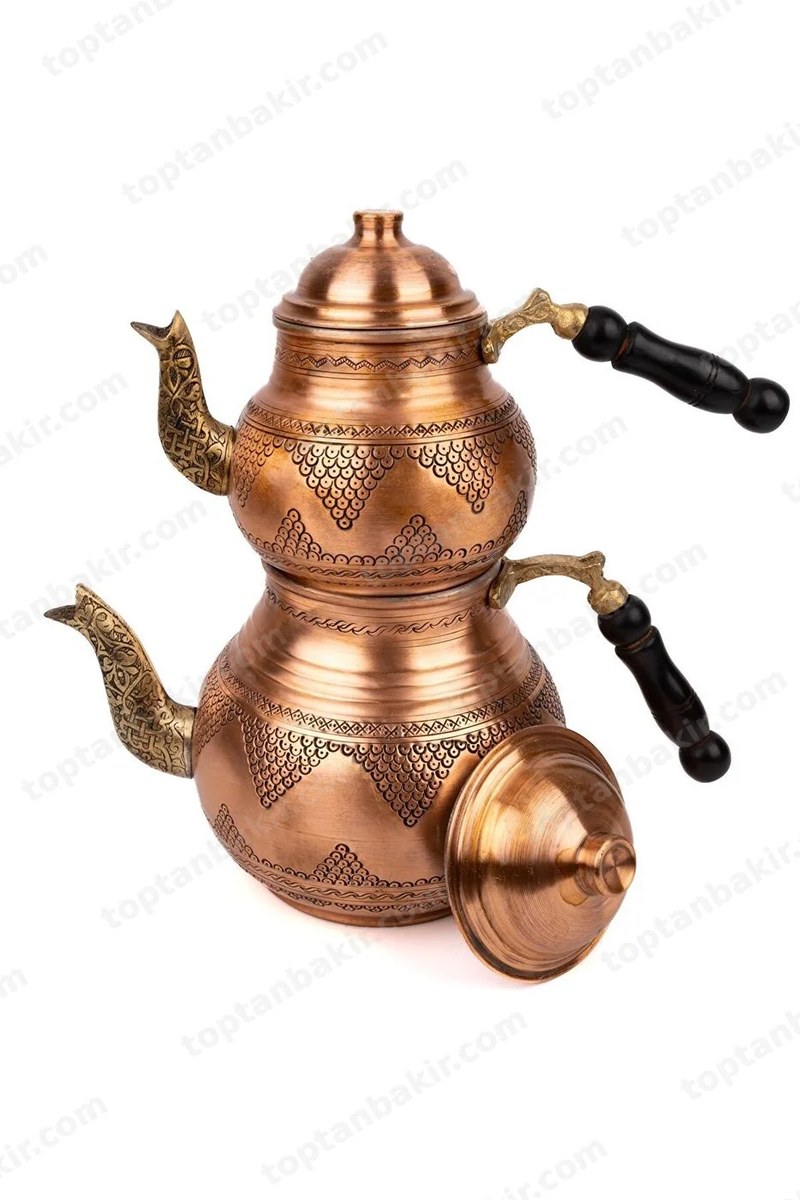 Copper Tea Kettle with Grape Motif – Scotch-Brushed Finish