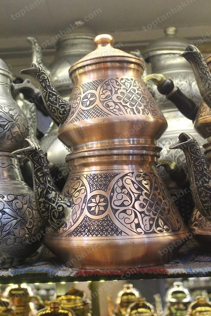 Copper Turkish Tea Kettle – Seljuk Motif